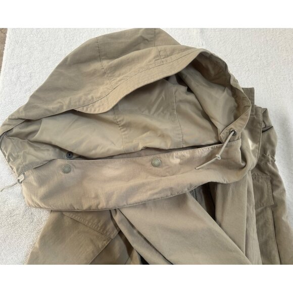 VTG Eddie Bauer Safari Jacket Coat Mens L Draw String Mock Collar Tan Mid-length - Picture 14 of 14